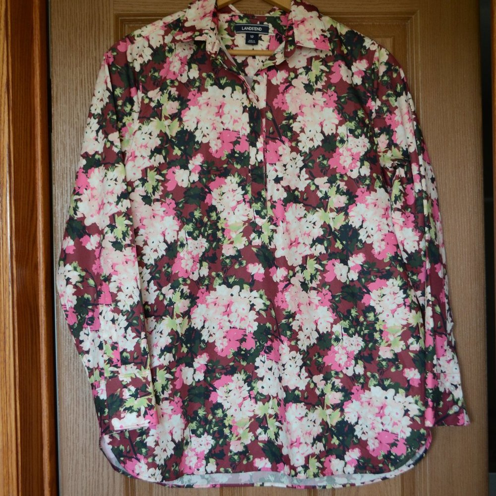*5 for $10* Land's End Floral Button Down Blouse Size 12